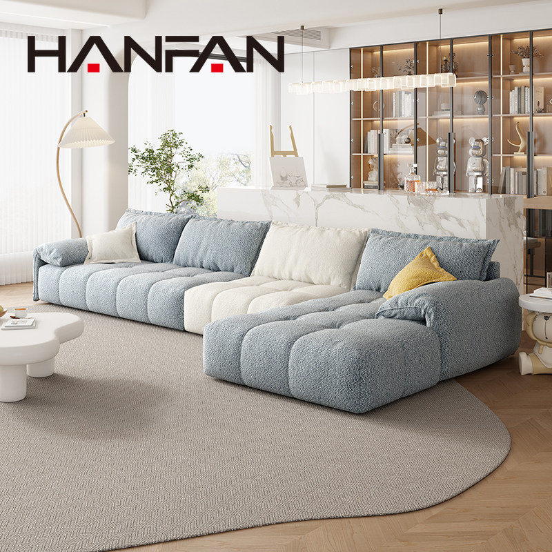 2026新款奶油风布套可拆洗防猫抓雪尼尔雪花绒客厅贵妃组合沙发