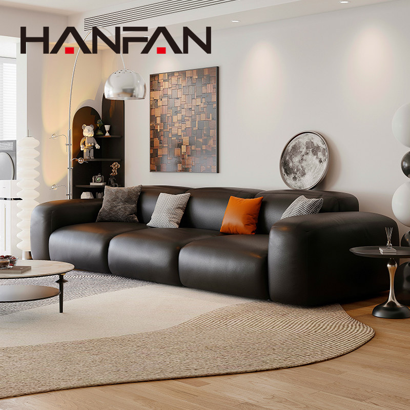 2026新款中古风极简面包沙发360°全真皮沙发客厅头层牛皮沙发