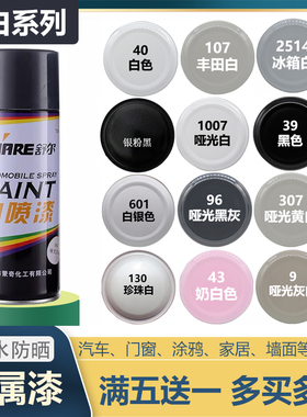 自动喷漆珍珠白手摇白银铁门家用白色黑色修补涂鸦油漆改色汽车