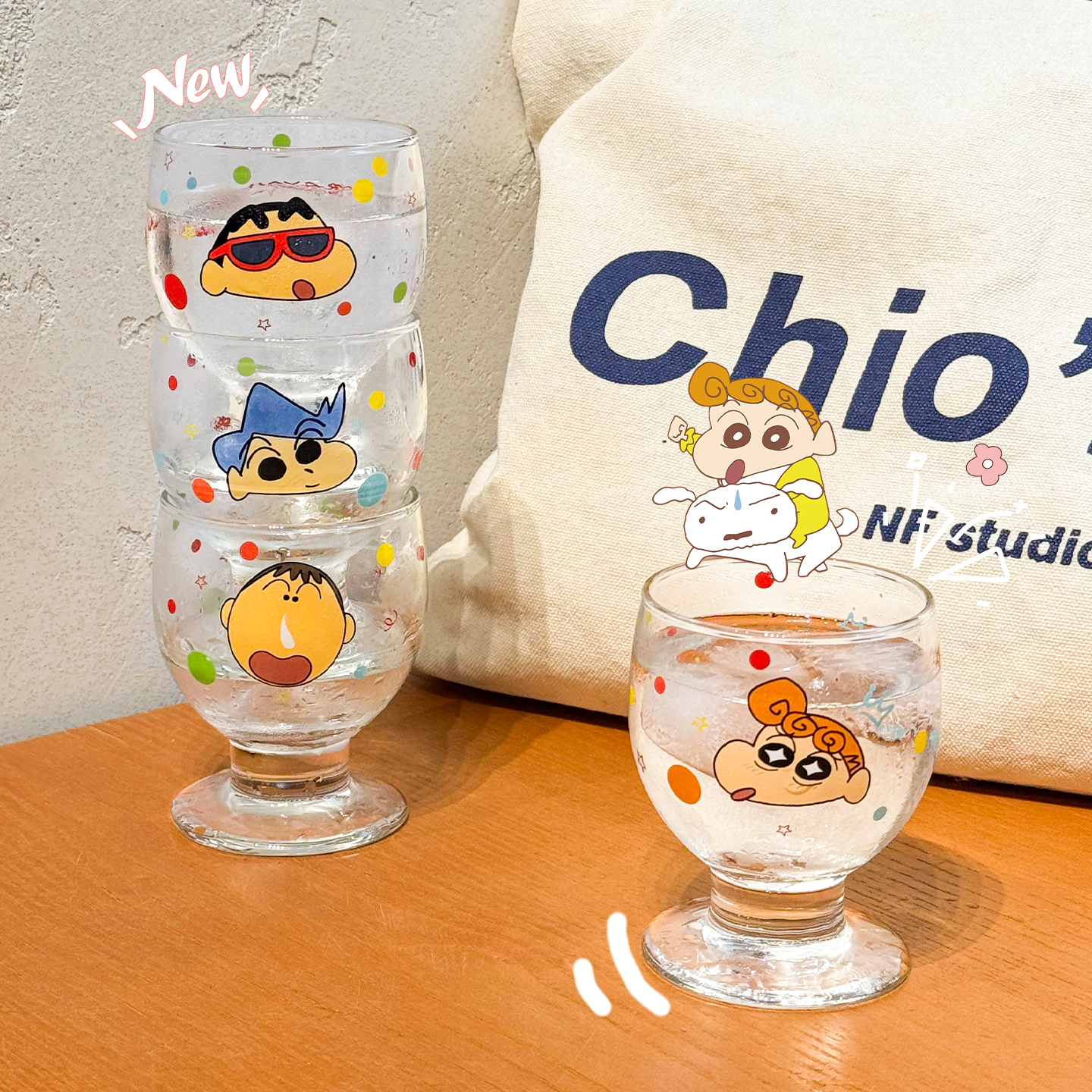 蜡笔小新玻璃杯新款高颜值喝水