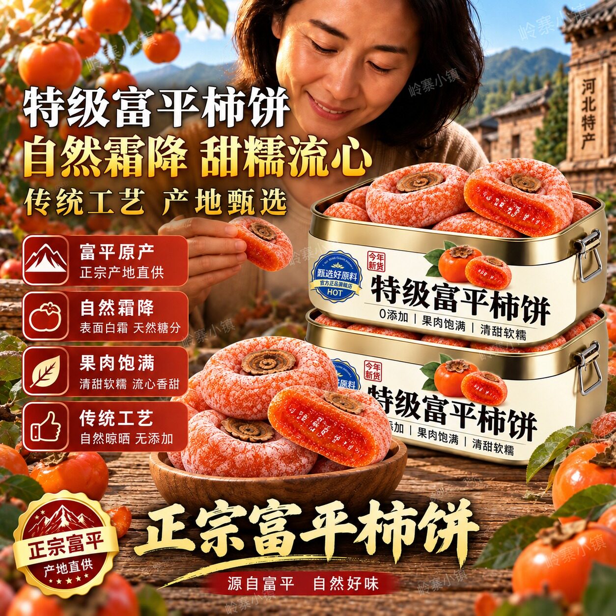 2026新货柿饼陕西富平特级官方旗舰店流心吊柿饼老式霜降农家10斤