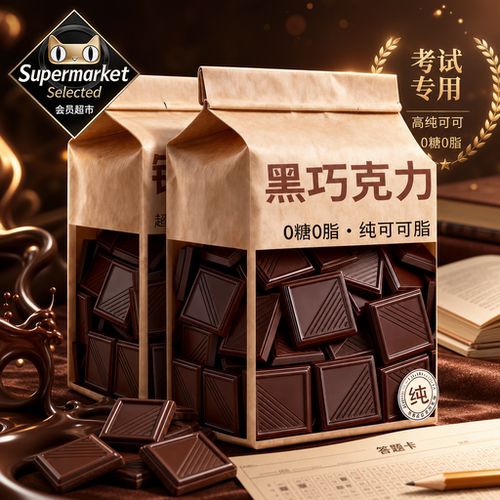 黑巧克力百分百考试专用纯可可脂高端黑巧进口官方旗舰店无糖0脂