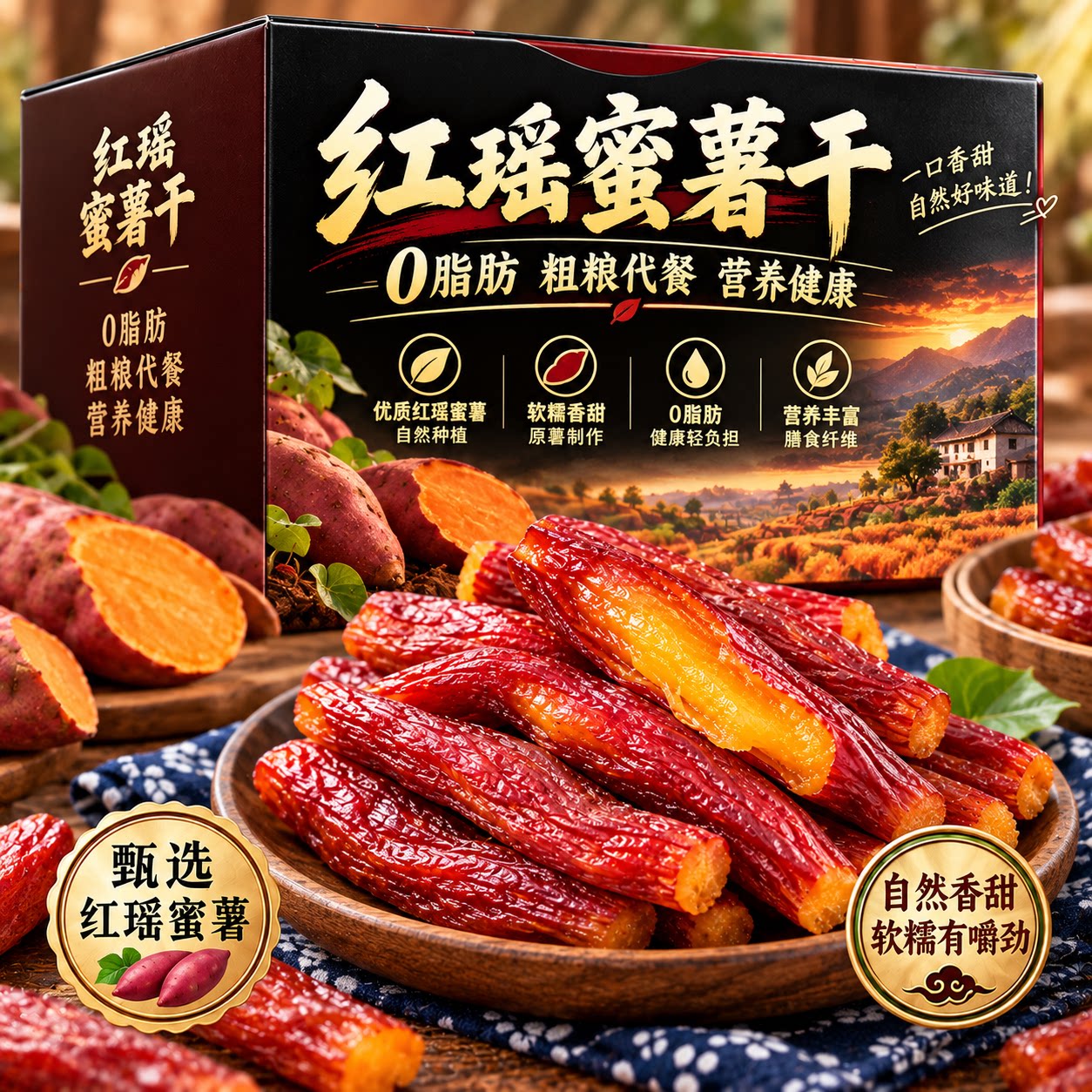 正宗红瑶蜜薯干旗舰店农家自制无糖烤红薯干小零食倒蒸自晒地瓜干