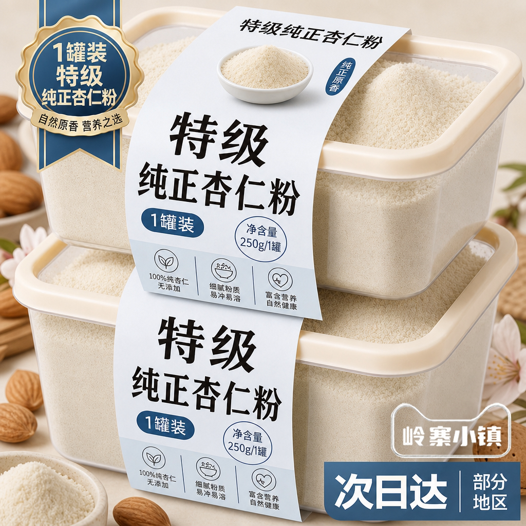 新疆纯杏仁粉官方旗舰店无添加原味熟生食用天山纯天然南杏仁甜图片