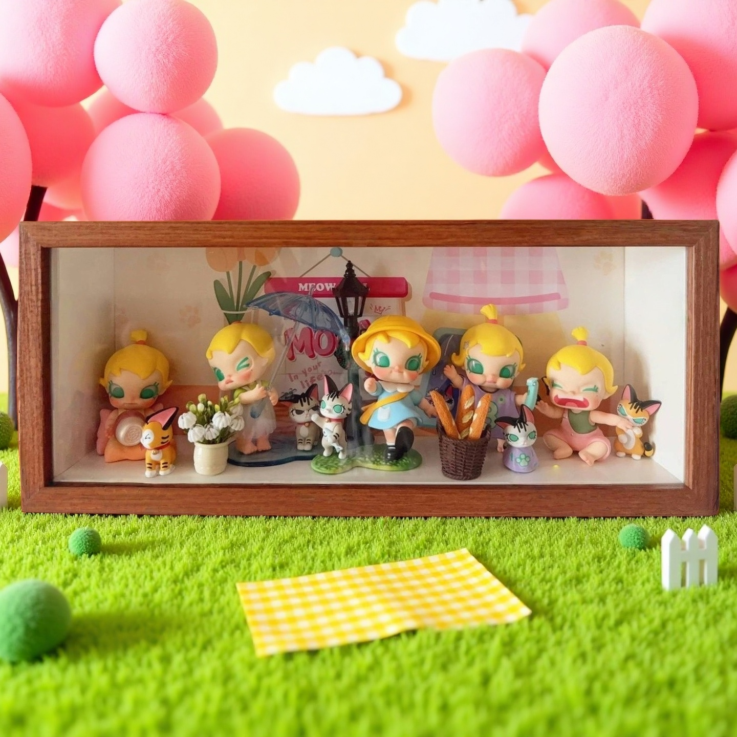 泡泡玛特Baby Molly喵趣横生盲盒展示盒收纳盒相框防尘抽拉展示柜