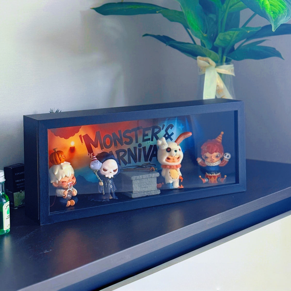 适用泡泡玛特小野Hirono诡乐园系列盲盒收纳展示相框展示框展示柜