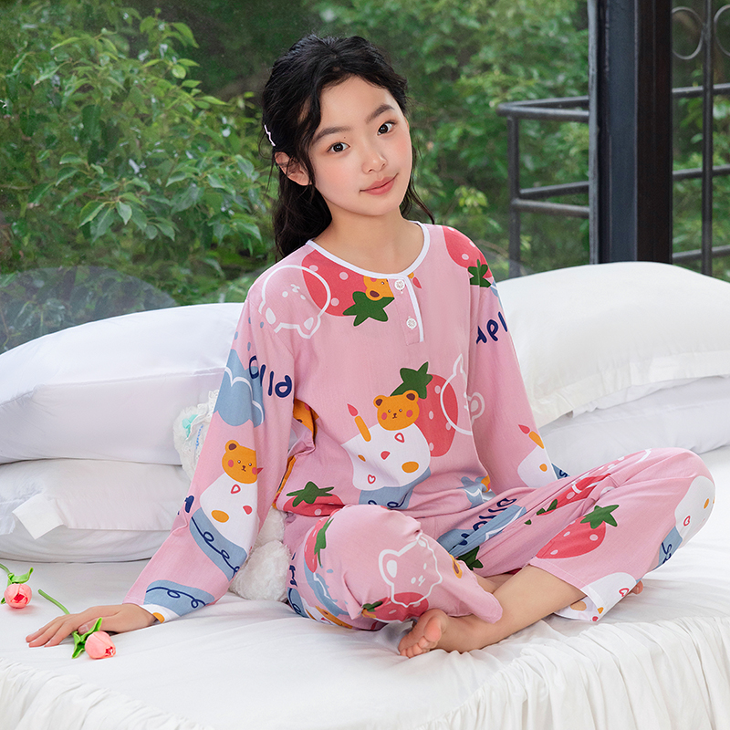 女孩棉绸妈妈家居服睡衣