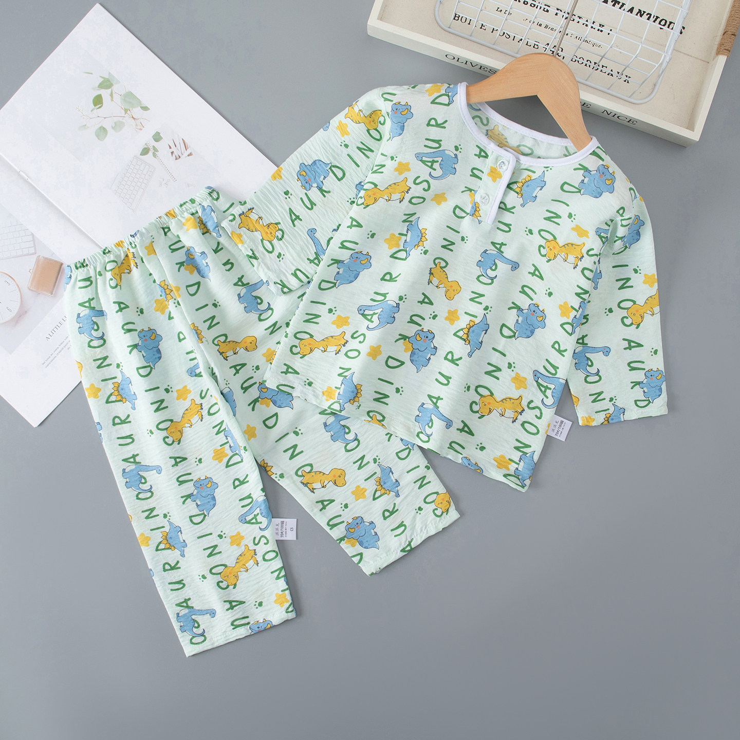 春夏儿童云朵棉绵绸冰丝睡衣男童女童男孩女孩宝宝亲子家居服薄款