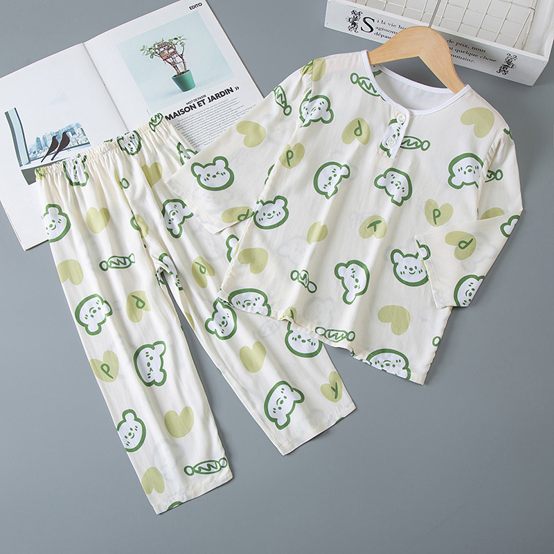春夏儿童棉绸薄款空调家居服套装