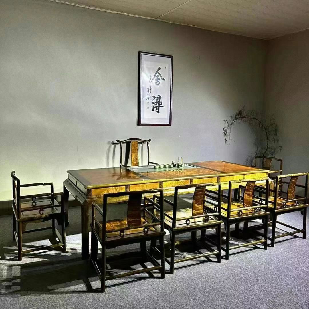 金丝楠木阴沉黄料茶桌小叶桢楠实木中式功夫茶台高档会客红木家具