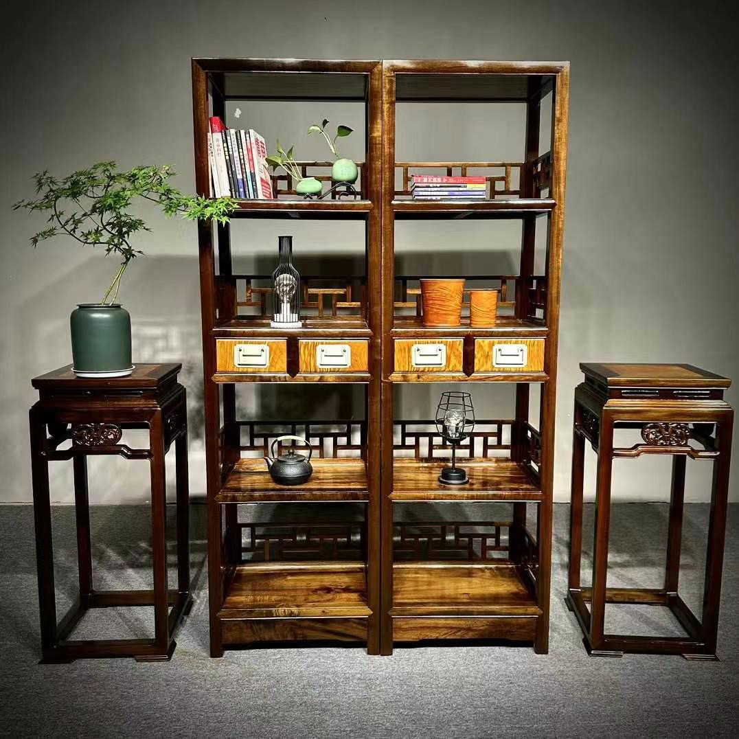 金丝楠木博古架阴沉乌木多宝阁茶叶展示柜置物架茶室陈列摆件收纳