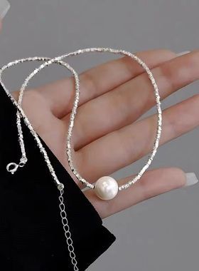 爆闪碎银几两珍珠项链女春夏轻奢气质百搭锁骨链2024爆款个性饰品