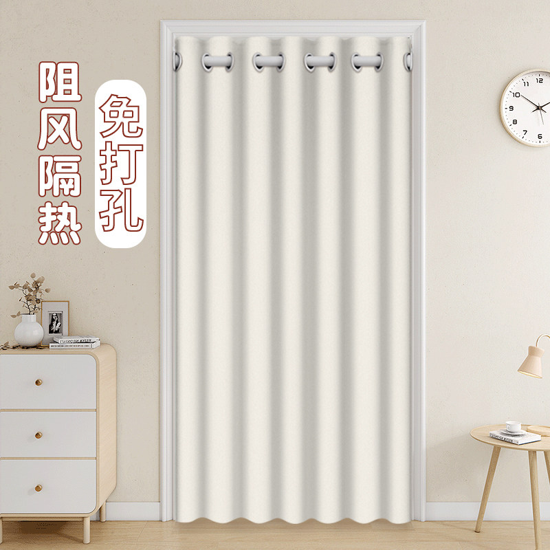 纯色试衣间门帘隔断帘伸缩杆免打孔店铺商用白色防隐私遮挡帘定制图片