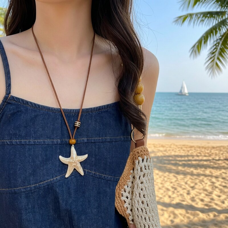 ins小众装饰海边星星配饰吊坠海星长款挂脖项链女夏天韩系锁骨链