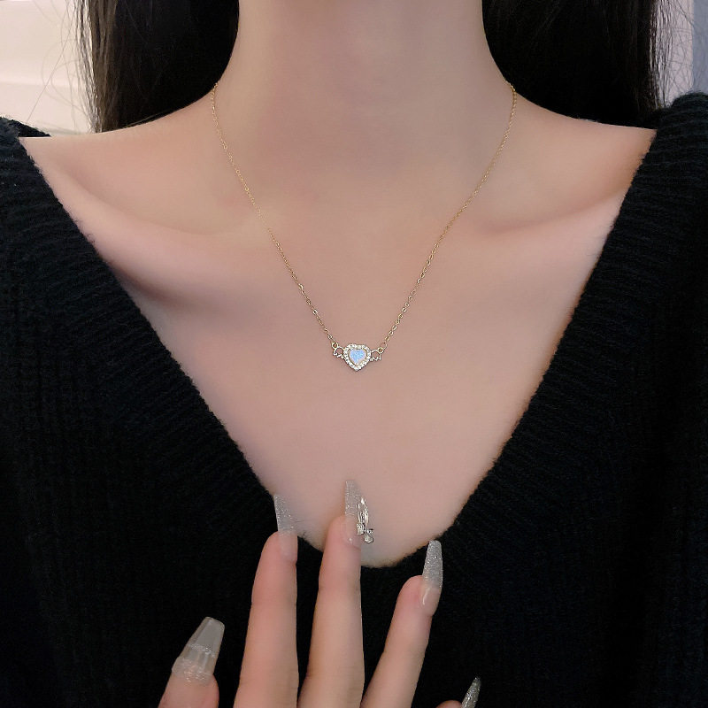 其他钛钢心形锁骨链女式
