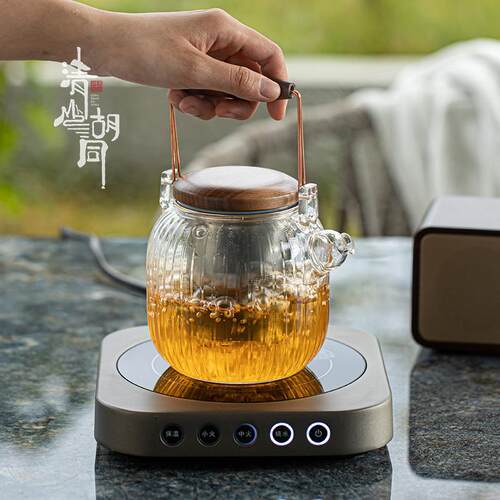 玻璃煮茶壶温茶炉套装新中式