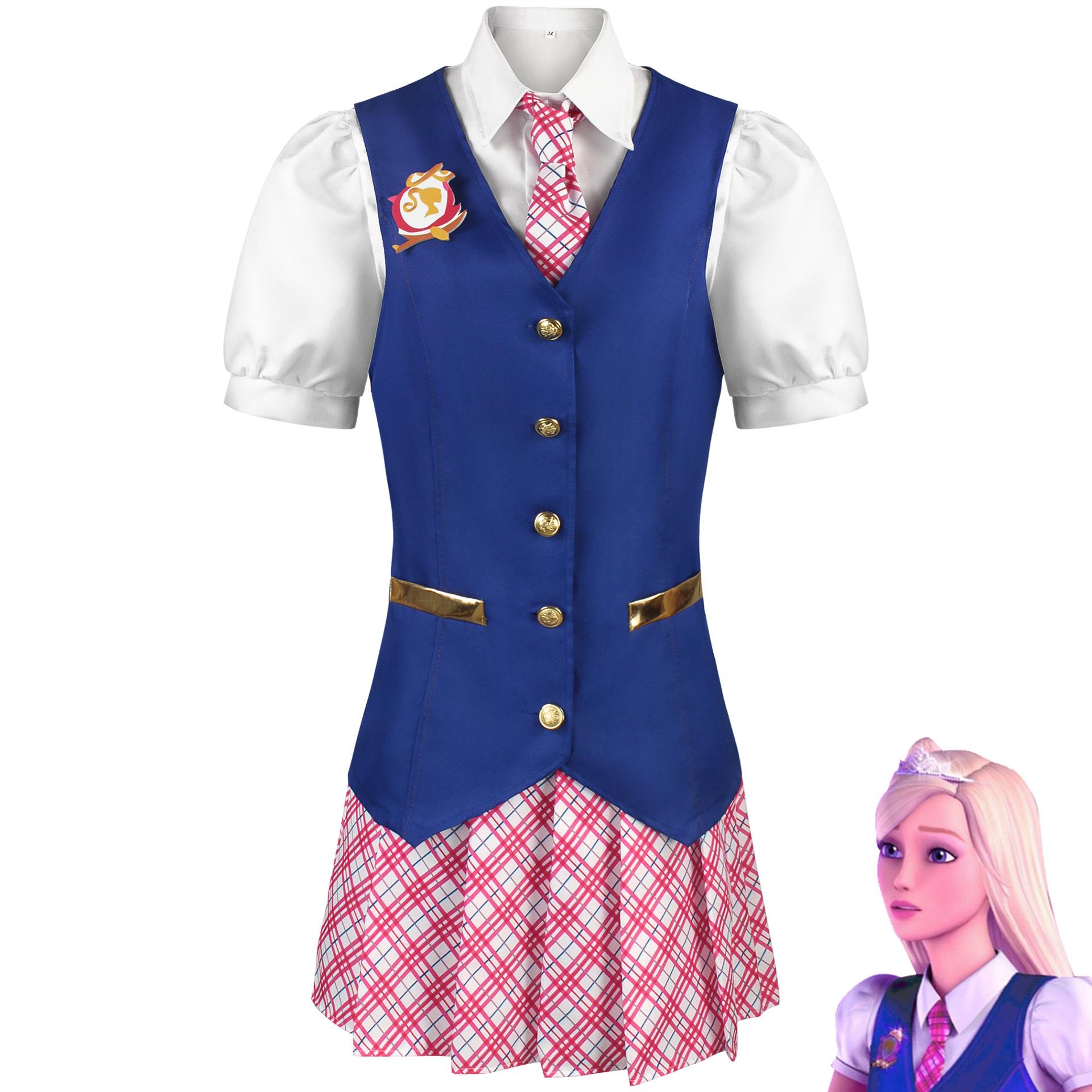 电影芭比cos服公主学院校服德兰西Barbie连衣裙cosplay舞台表演服