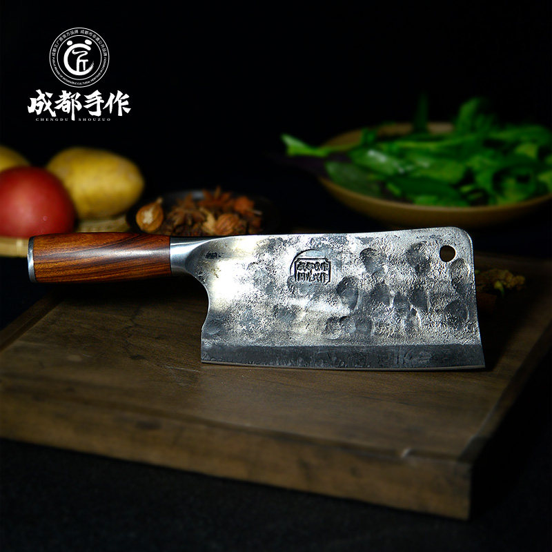 成都手作周光兴作大师砍骨刀斩骨 非遗手工锻造切菜砍骨斩骨头