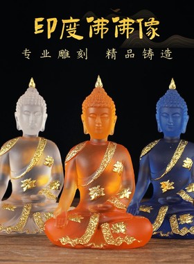 茶室会所禅意坐佛摆件东南亚琉璃