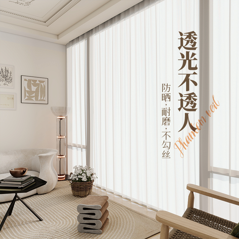 幻影纱窗帘纱帘透光不透人卧室客厅阳台遮阳遮光2024新款窗纱白纱