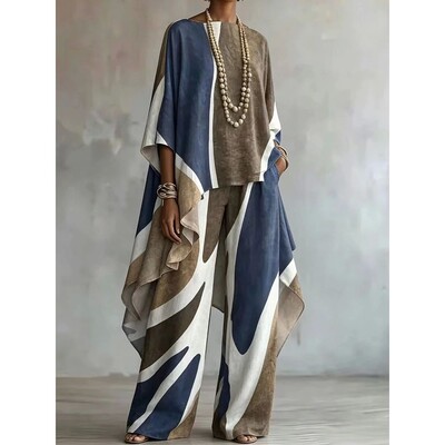 撞色不规则套装 Irregular casual suit with contrasting colors