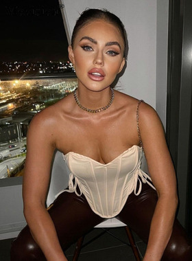 Solid color fishbone tube top slim fit纯色鱼骨抹胸修身内搭女