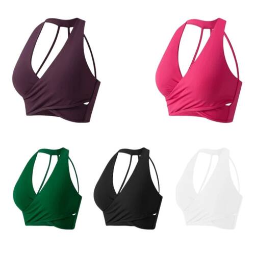 V型领交叉挂脖短款上衣V-neck cross hanging neck backless top