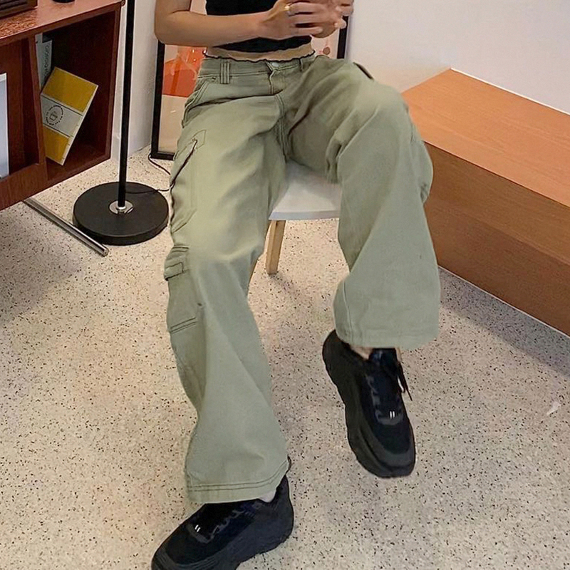 High waist slim work casual trousers高腰显瘦简约工装休闲长裤