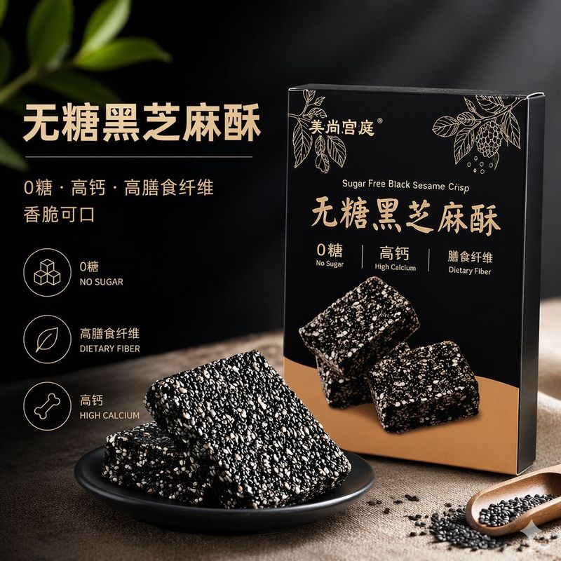 无糖芝麻酥黑芝麻酥芝麻儿童老人孕妇0糖混合坚果营养健康零食品