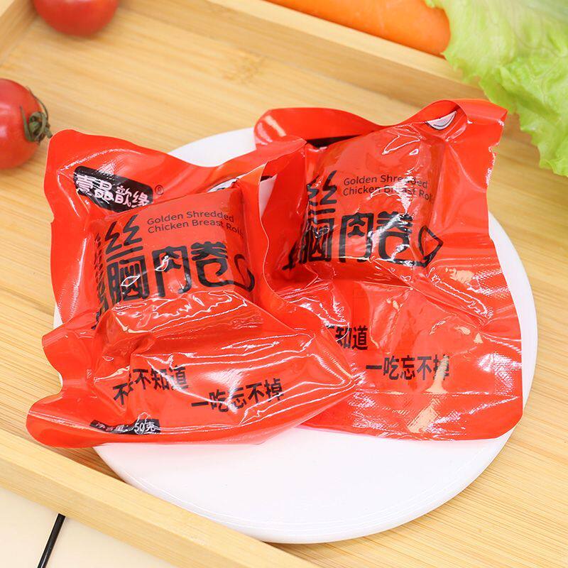金丝鸡胸肉卷开袋即食高蛋白饱腹健身代餐香辣早餐鸡肉豆皮卷零食
