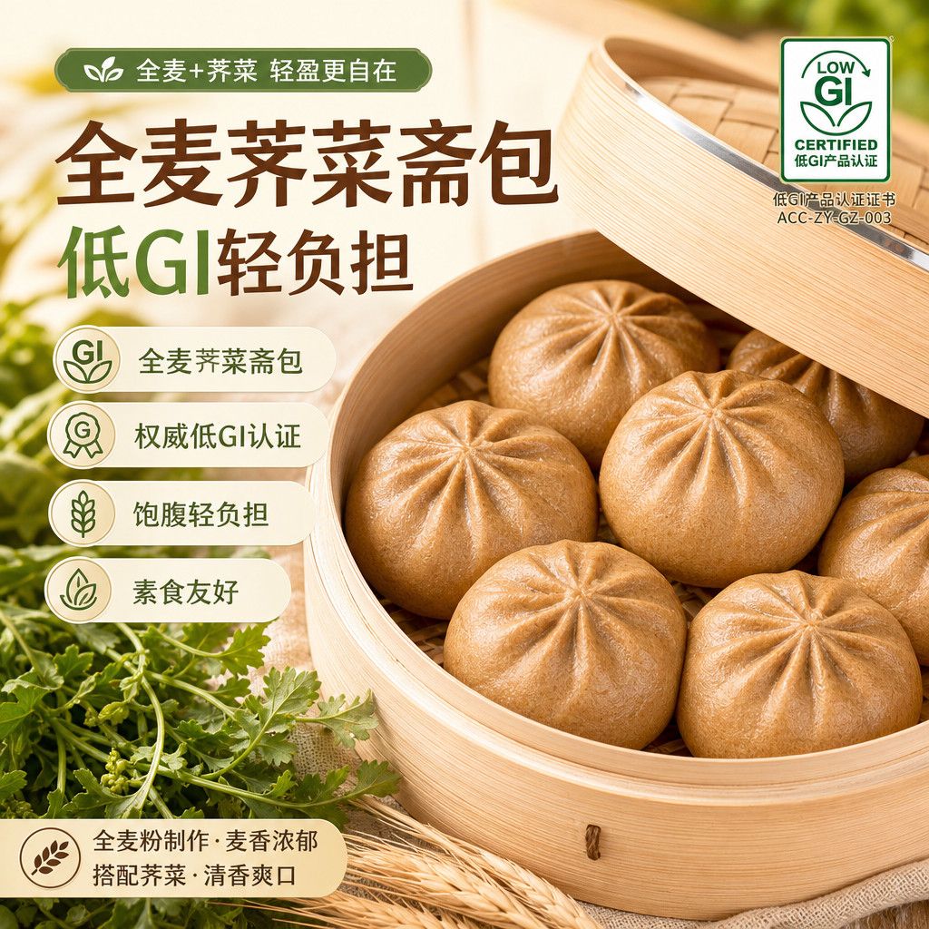 五谷计划低GI粗粮素包子低碳食品早餐半成品蒸食糖尿人全麦低卡