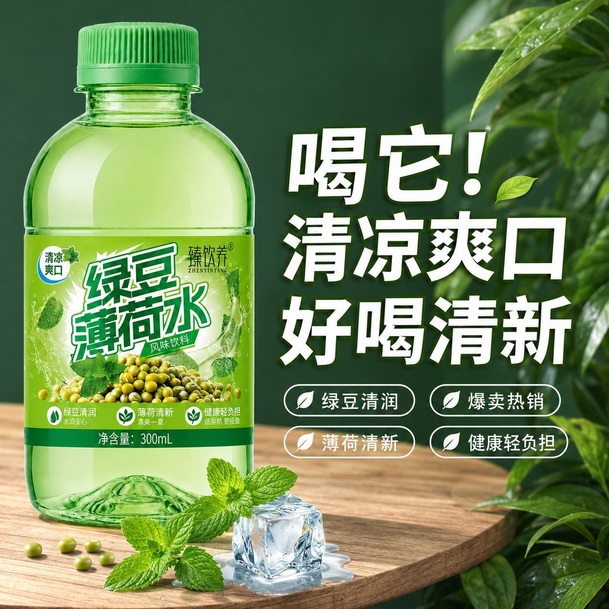 夏季无糖绿豆薄荷水饮料整箱批特价一整箱解渴饮料0糖0脂0卡