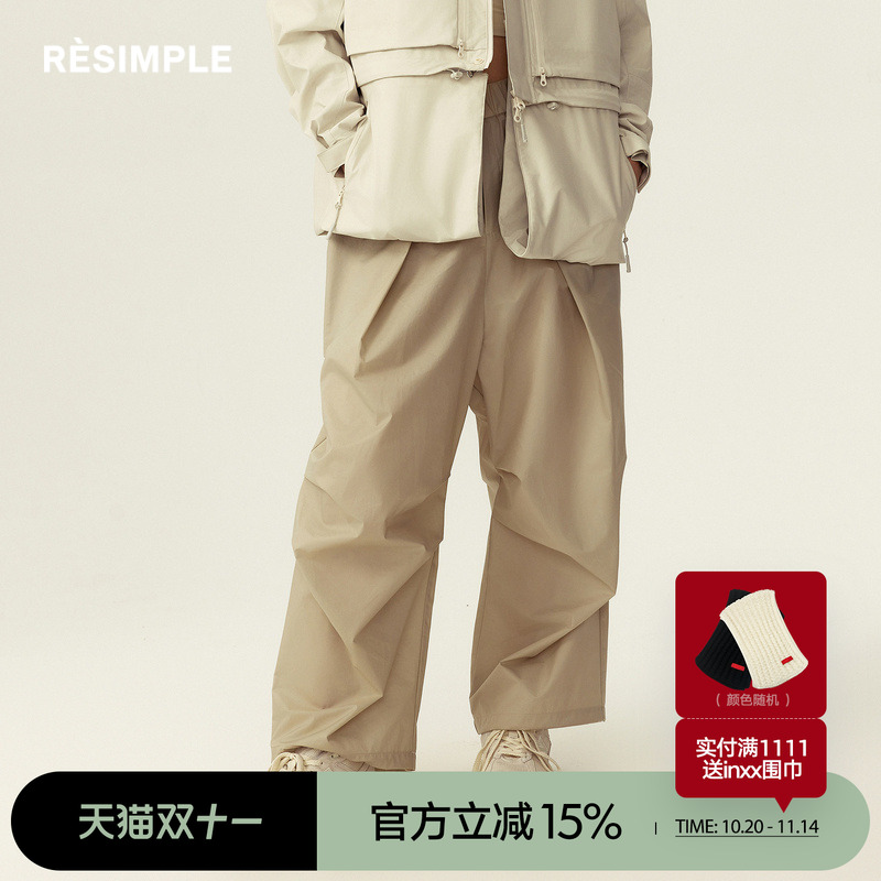 RESIMPLE简单点工装裤男宽松潮牌百搭长裤直筒裤女大码休闲裤0952