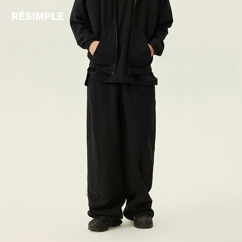 RESIMPLE简单点卫裤男宽松直筒裤抽绳遮肉潮牌长裤女25年新款0723