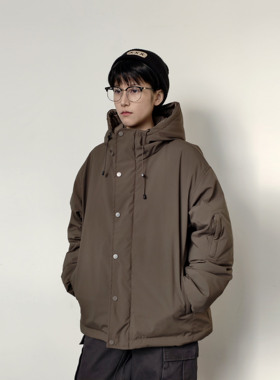 Z＆C美式复古90白鸭绒连帽羽绒服男冬季潮牌宽松休闲加绒保暖外套