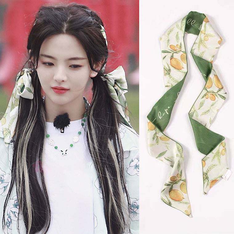 新品 双马尾编发蝴蝶结发带女夏天扎头发丝巾绑发丝带长飘带头饰