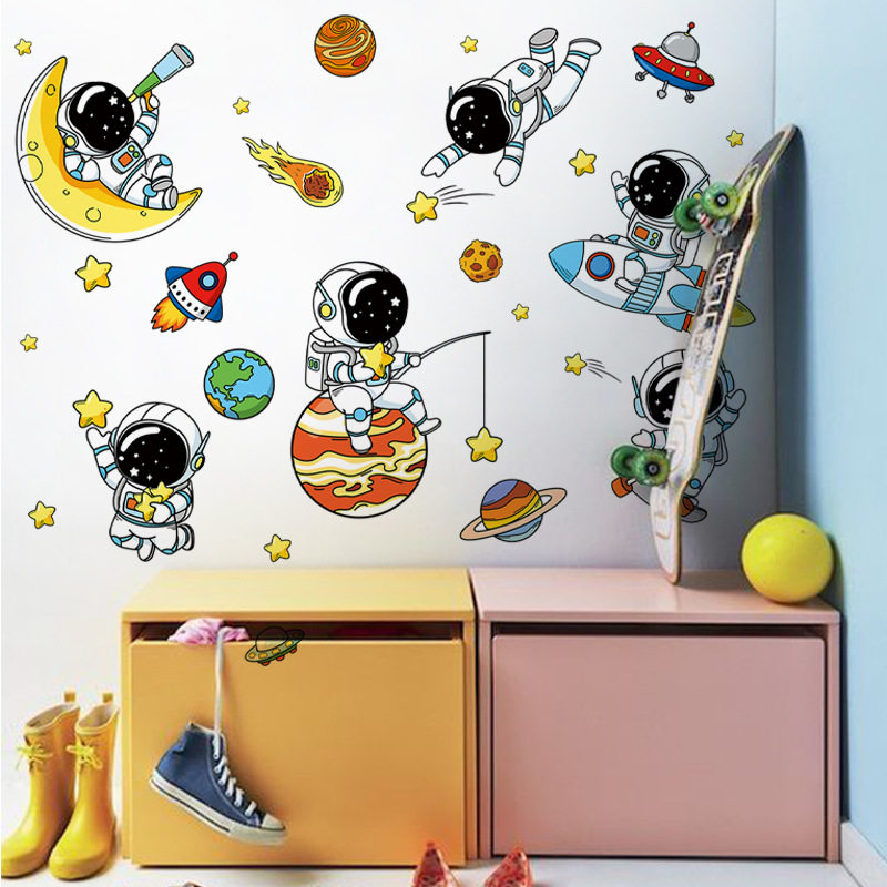 儿童房装饰画太空漫游星空主题间家居自粘装饰墙贴壁纸贴