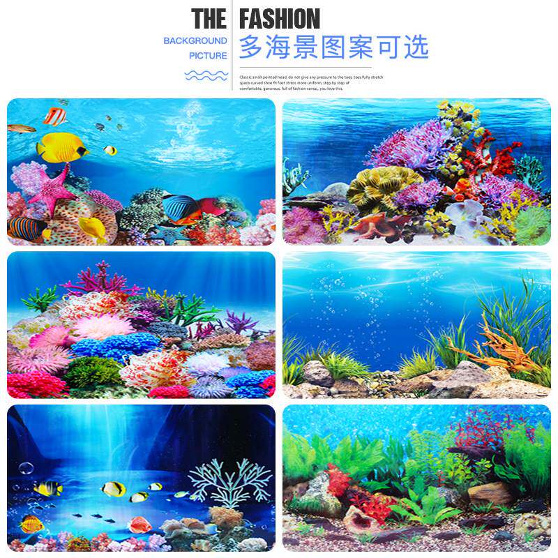 鱼缸背景贴纸3d立体高清图鱼缸壁纸背景纸壁画单面自粘水族箱造