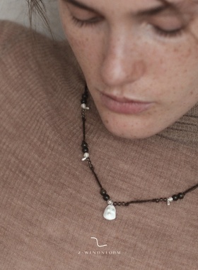 Z-WINDSTORM 有序编织纯银项链 原创小众设计水晶串珠 空间的温度