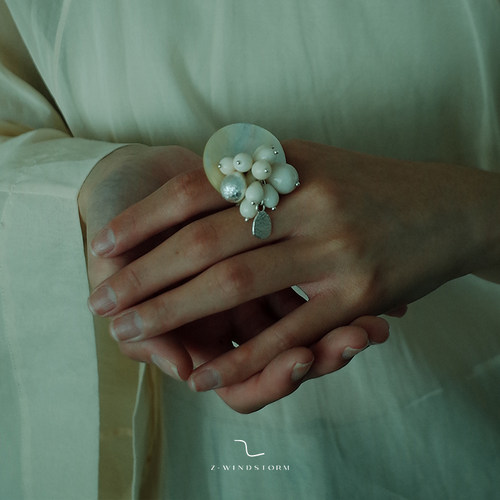 张韶涵同款水葡萄贝壳串珠戒指