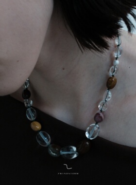 ZWINDSTORM 白水晶澳宝串珠项链 原创小众设计手工烧白银礼物