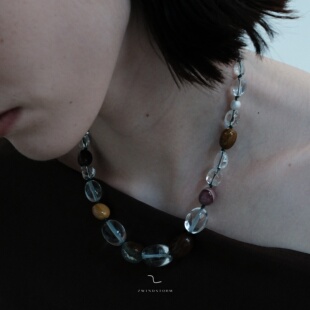 ZWINDSTORM 白水晶澳宝串珠项链 原创小众设计手工烧白银礼物