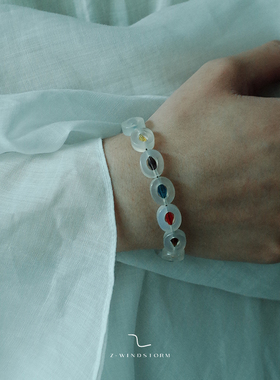 Z-WINDSTORM 白水玛瑙彩宝串珠 原创小众戒指耳饰手链手工链转运