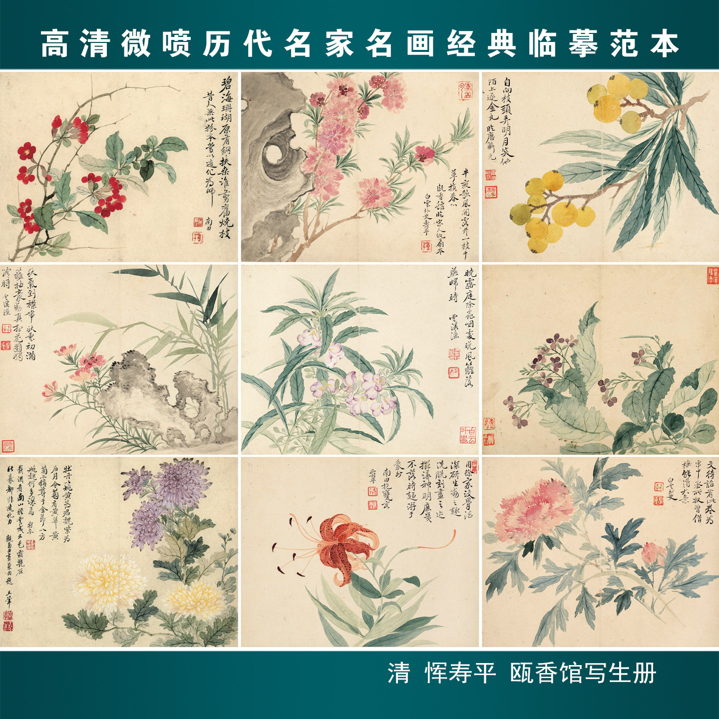 恽寿平瓯香馆写生册没骨花卉临摹范本微喷打印花鸟画国画宋式美学