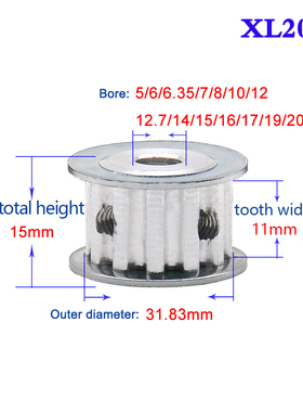 1Pcs XL 20 Tooth 22 Tooth Synchronous Wheel Bore 5-20mm Timi