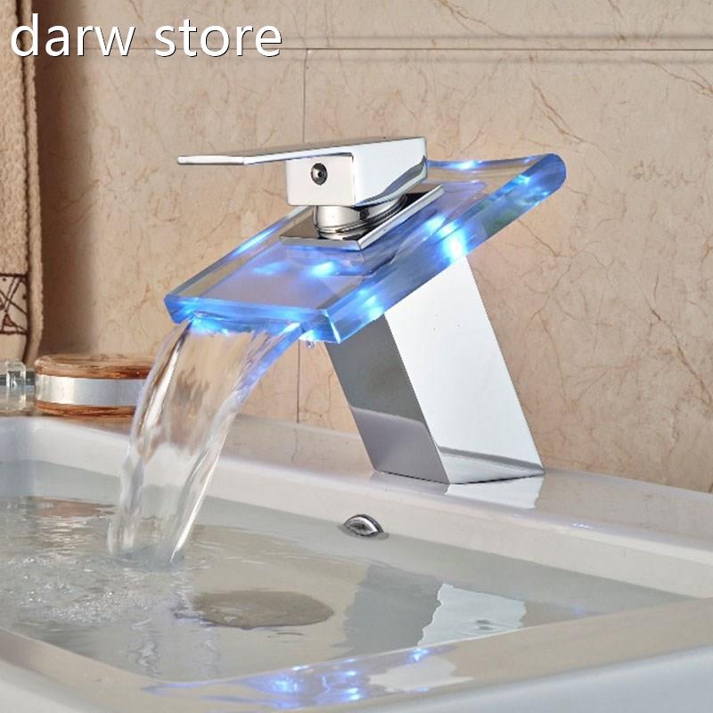 LEu Gass Waterfal1l Bathroom Basin Faucet lSqare VanityD Sin