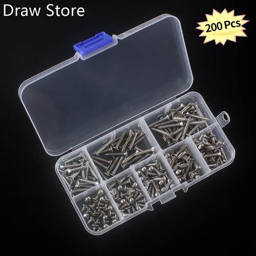 200pcs Self-Tapping Screws M3 304 Stainless Steel Pan Flat H