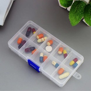 3X 10 Compartment Small Organiser Storage Clear Plastic Jewe