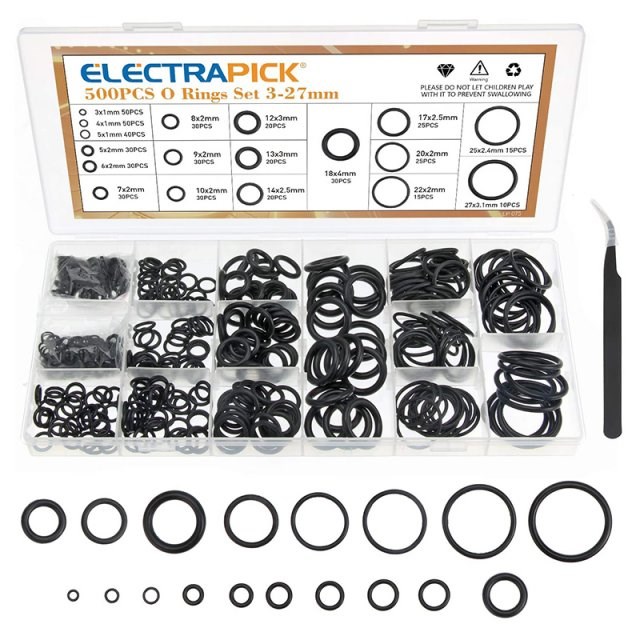 270/500PCS O Ring Rubber Washer Seals Assortment Kit Black O