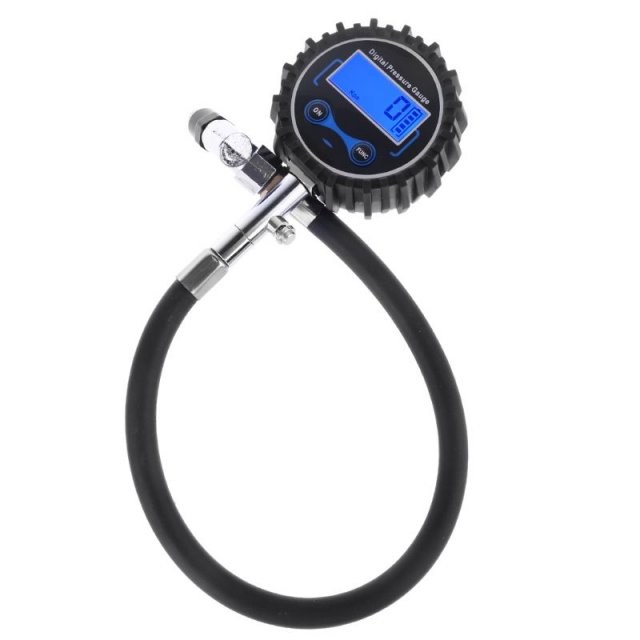 Digital Tire Pressure Gauge 200 PSI Interchangeable Air Chuc